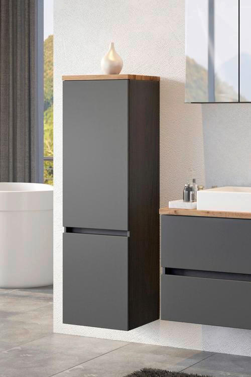 Thumbnail - Held Midischrank Held Möbel Pienza, Grau, Eiche, Holzwerkstoff, 40x130x35 cm, Made in Germany, hängend, Badezimmer, Bade...