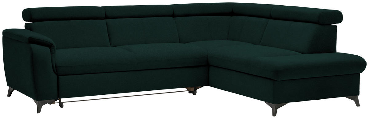 ECKSOFA in Mikrofaser Waldgrün  - Waldgrün/Schwarz, Design, Textil/Metall (260/203cm) - Stylife