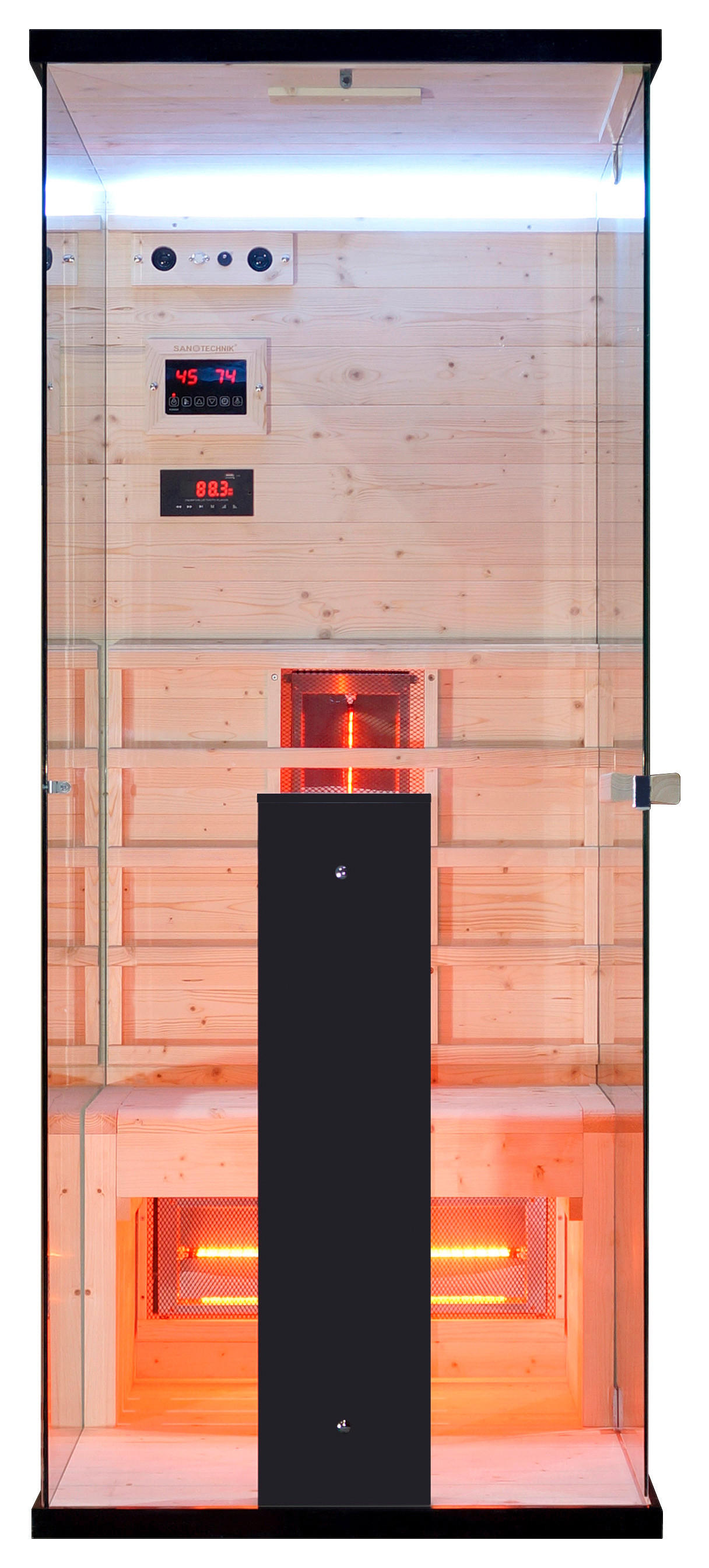 INFRAROTKABINE für 1 Personen  - Schwarz, KONVENTIONELL, Holz (80/190/110cm) - Sanotechnik