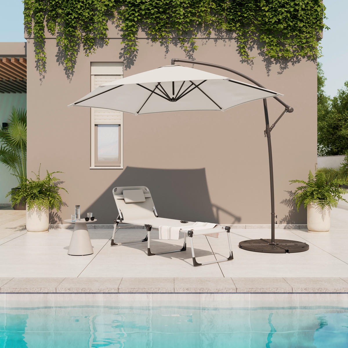 DREIBEINLIEGE 71/40/192 cm  - Grauweiß, MODERN, Textil/Metall (71/40/192cm) - Ambia Garden
