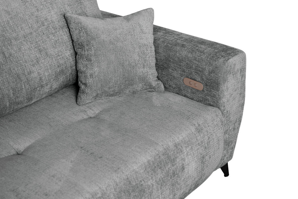 ECKSOFA BELARO Grau Chenille  - Schwarz/Grau, Design, Textil/Metall (177/246cm) - P & B