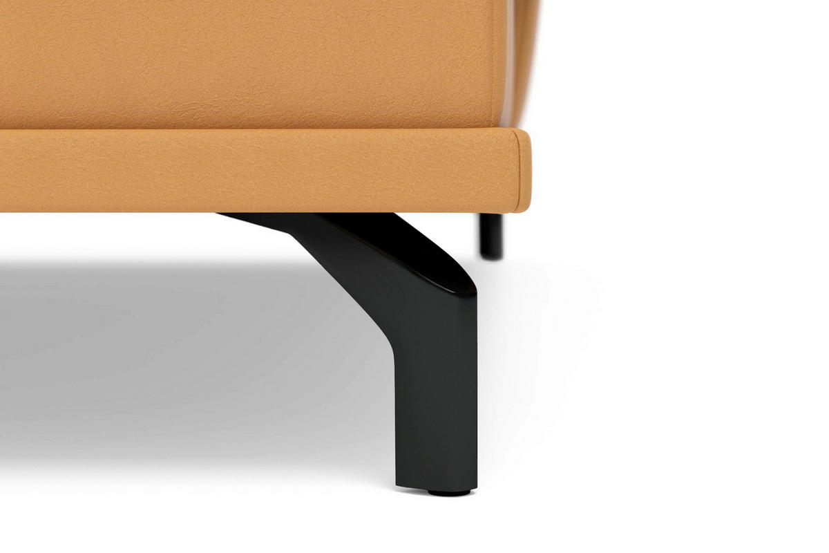 ECKSOFA COSTELLO E Currygelb Echtleder Nierenkissen, Armteilverstellung, Sitztiefenverstellung  - Currygelb/Schwarz, Basics, Leder/Textil (301/176cm) - Sit & More