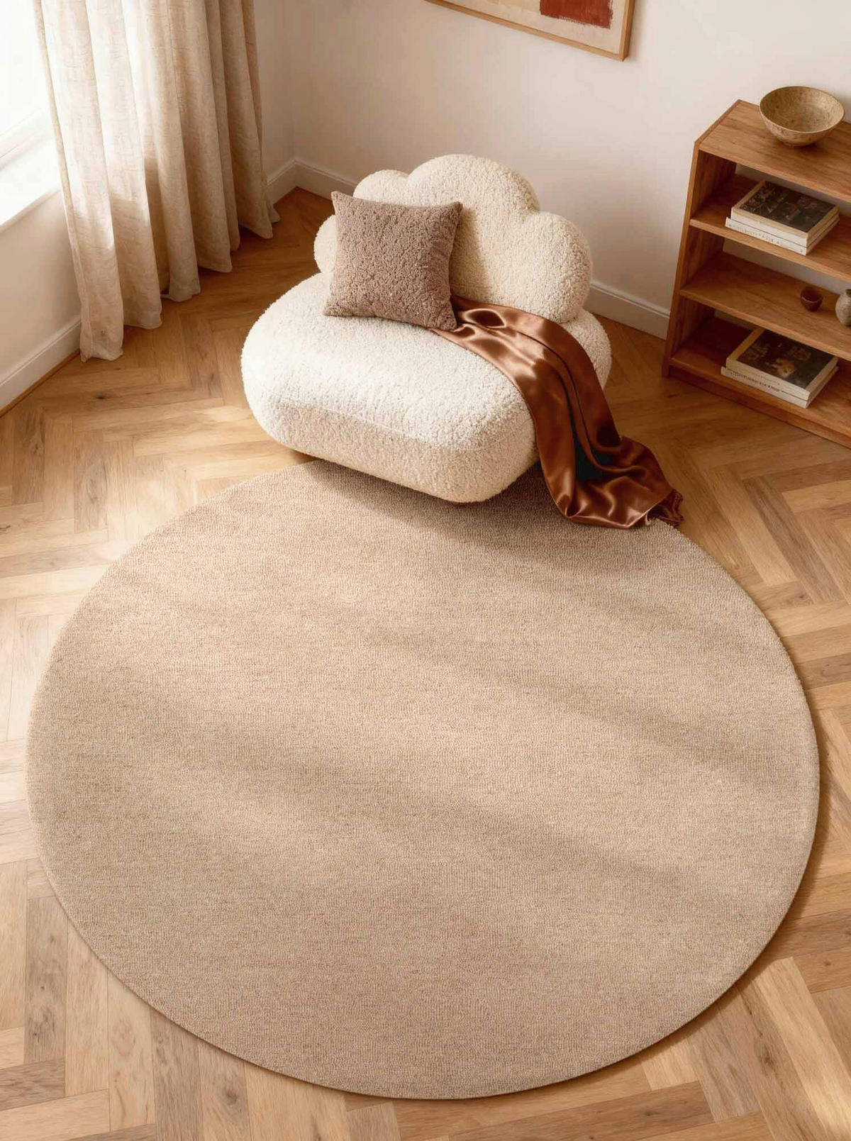 WOLLTEPPICH 200 cm Puristic Beige rund  - Beige, Basics, Textil (200cm) - Elle Decoration