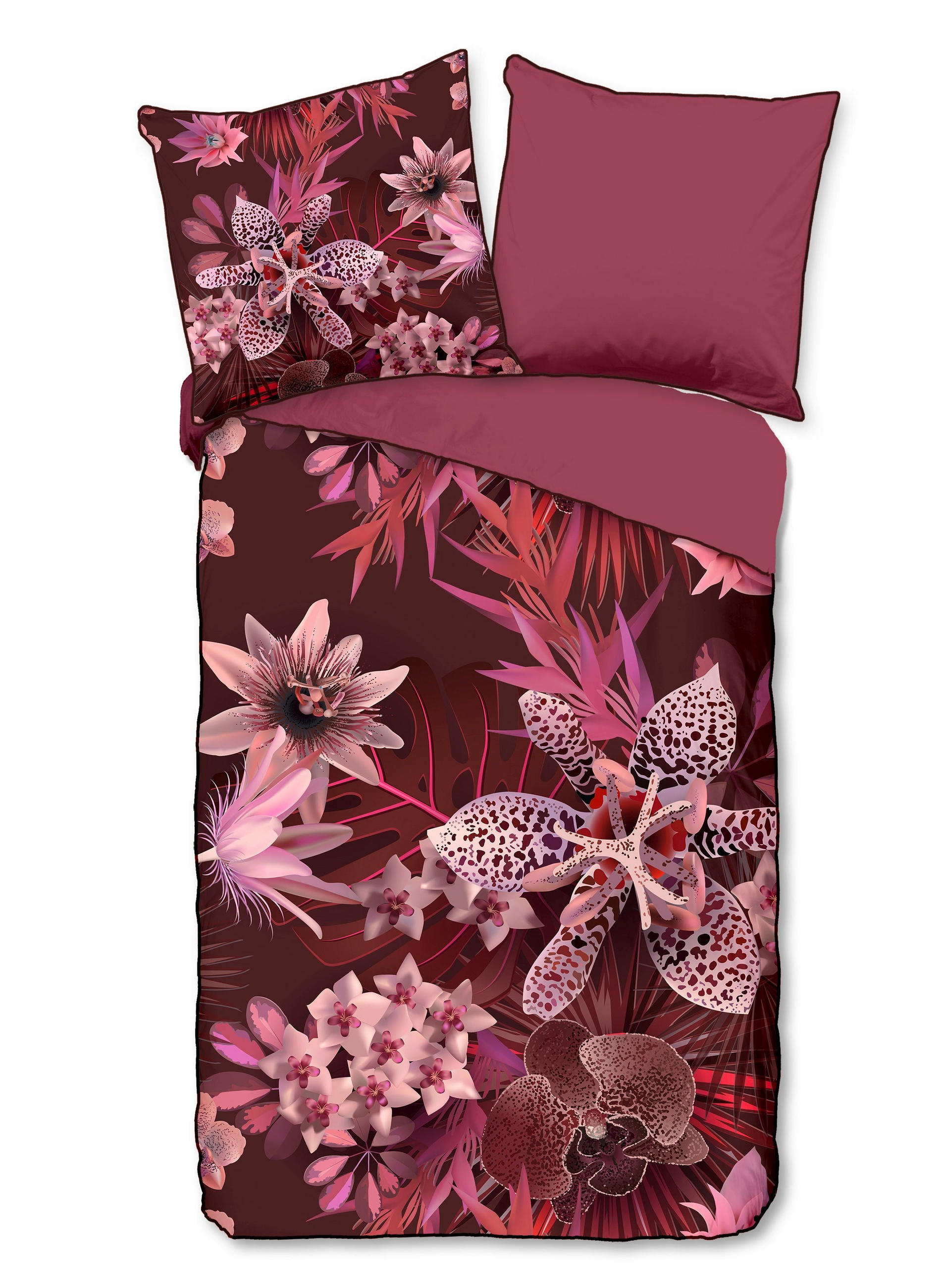 WENDEBETTWÄSCHE Farze Satin 135/200 cm  - Bordeaux/Rot, Design, Textil (135/200cm)