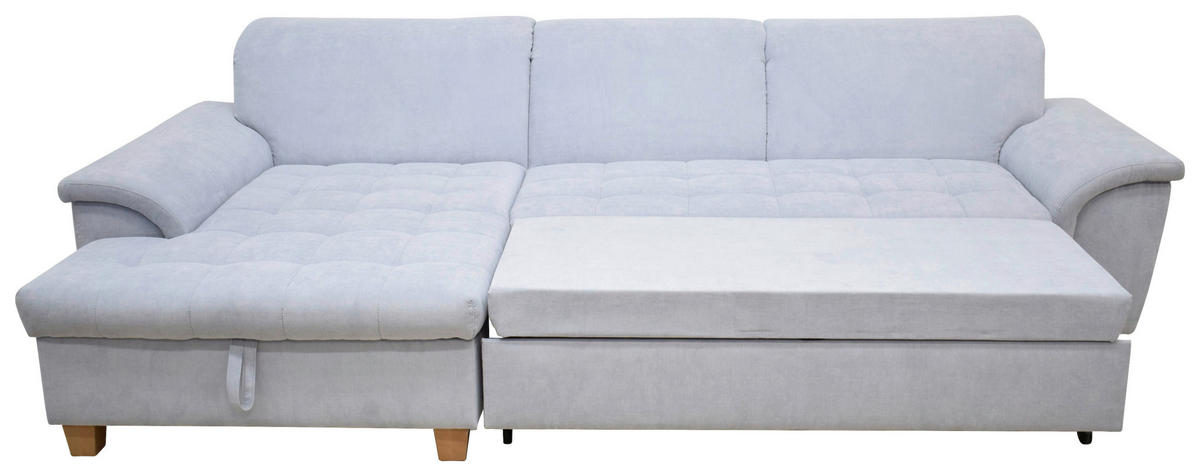 ECKSOFA Pastellblau Mikrofaser  - Pastellblau/Eichefarben, KONVENTIONELL, Holz/Textil (170/279cm) - MID.YOU
