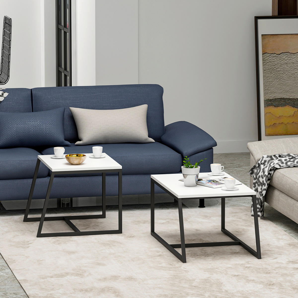 SOFFBORD SET - vit/svart, Design, metall/trämaterial - Livetastic