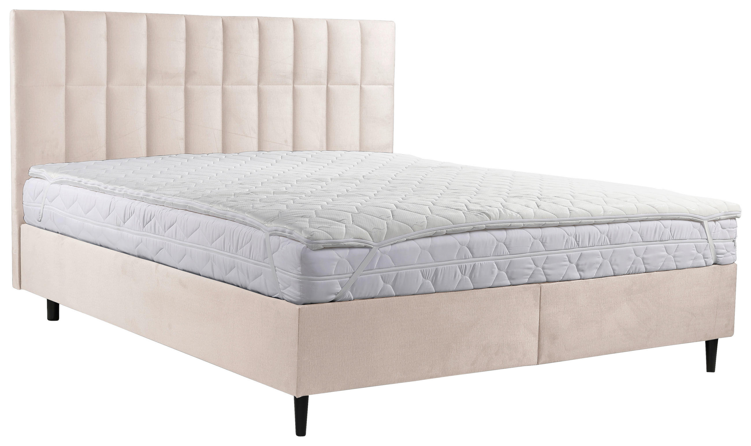 BOXBETT 180/200 cm  in Creme  - Creme/Schwarz, KONVENTIONELL, Holz/Textil (180/200cm) - Boxxx
