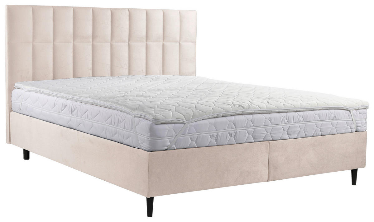 BOXBETT 180/200 cm  in Creme  - Creme/Schwarz, KONVENTIONELL, Holz/Textil (180/200cm) - Boxxx