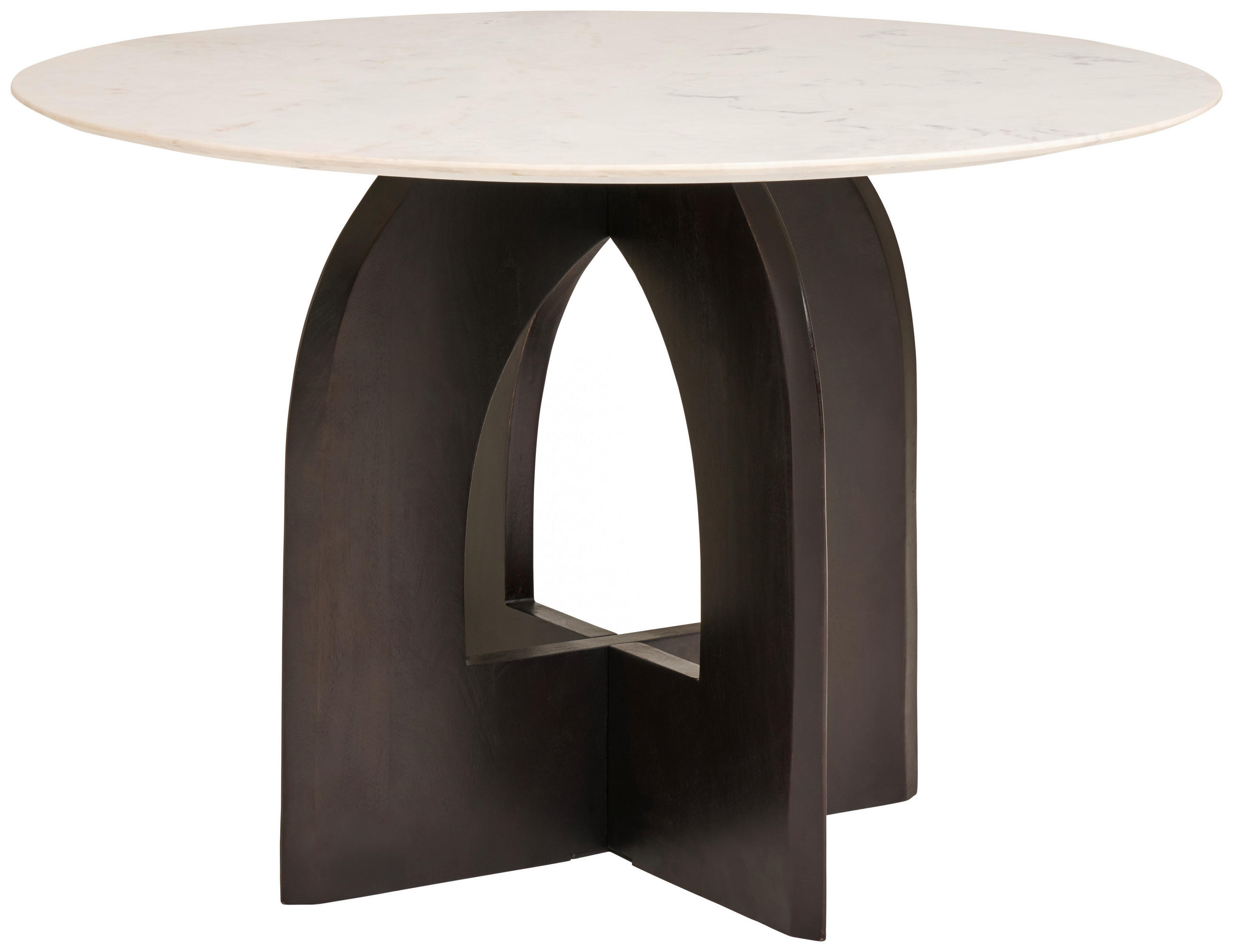 ESSTISCH 120/76/120 cm Echtholz  Holz, Stein rund Weiß, Walnussfarben  - Walnussfarben/Weiß, MODERN, Holz/Stein (120/76/120cm) - Livetastic