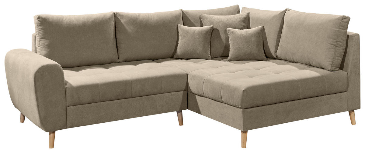 SAROKKANAPÉ textil, faalapú anyag homok  - feketefenyő/homok, Konventionell, műanyag/faalapú anyag (249/175cm) - MID.YOU