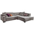 ECKSOFA Silberfarben Velours  - Silberfarben/Schwarz, KONVENTIONELL, Textil/Metall (311/219cm) - Hom`in