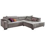 ECKSOFA in Velours Silberfarben  - Silberfarben/Schwarz, KONVENTIONELL, Textil/Metall (311/219cm) - Hom`in