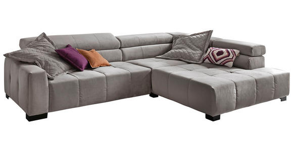 ECKSOFA Silberfarben Velours  - Silberfarben/Schwarz, KONVENTIONELL, Textil/Metall (311/219cm) - Hom`in