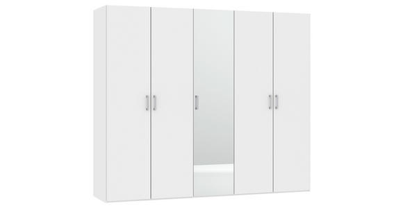 DREHTÜRENSCHRANK  in Weiß  - Chromfarben/Weiß, Design, Glas/Holzwerkstoff (253/195/59cm) - Carryhome