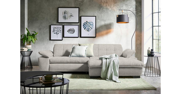 ECKSOFA  in Webstoff Beige  265/180 cm  - Beige/Schwarz, Design, Textil/Metall (265/180cm) - Carryhome