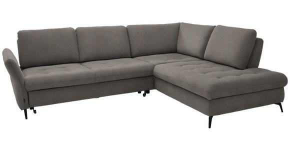 ECKSOFA in Flachgewebe Greige  - Greige/Schwarz, Natur, Textil/Metall (288/233cm) - Valnatura