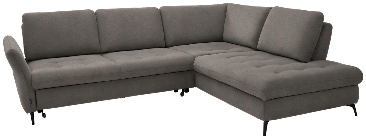 ECKSOFA Greige Flachgewebe  - Greige/Schwarz, Natur, Textil/Metall (288/233cm) - Valnatura