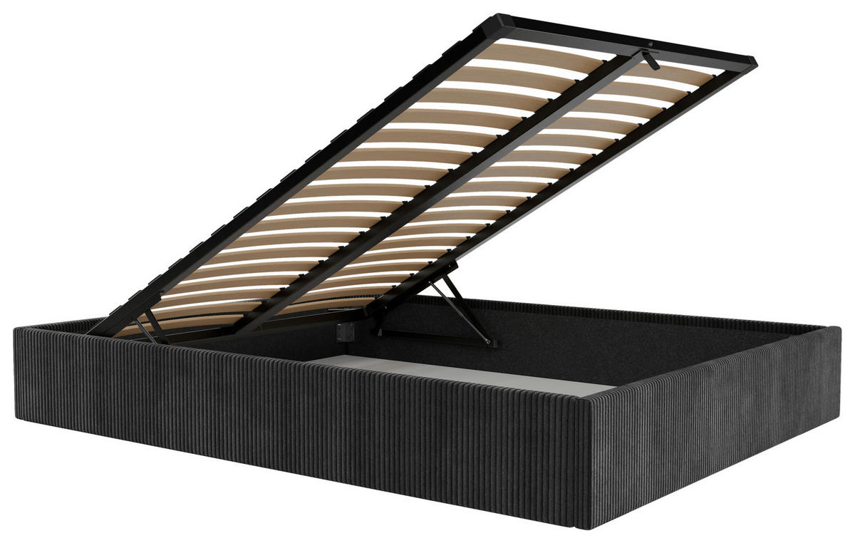 POLSTERBETT Lattenrost, Bettkasten 180/200 cm  in Schwarz  - Schwarz, Design, Holz/Textil (180/200cm) - Boxxx
