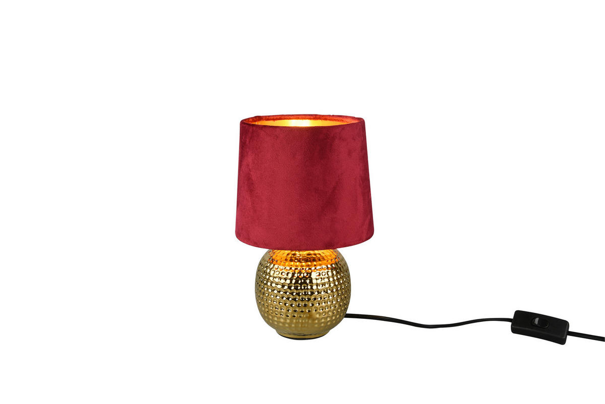 TISCHLEUCHTE 16/26 cm   - Rot/Goldfarben, Design, Keramik/Textil (16/26cm) - P & B