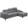 ECKSOFA Anthrazit Chenille Zierkissen, Bettkasten, Rücken echt, Kopfteilverstellung, Sitztiefenverstellung  - Anthrazit/Schwarz, KONVENTIONELL, Kunststoff/Textil (268/172cm) - Carryhome