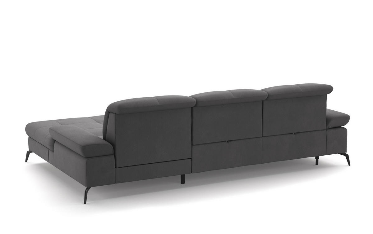CANAPÉ D'ANGLE in Flachgewebe Grau  - Schwarz/Grau, Konventionell, Textil/Metall (279/185cm) - Sit & More