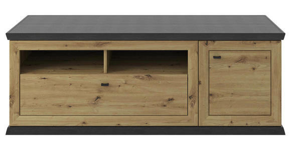TV-ELEMENT Holzwerkstoff Dunkelgrau, Eiche Artisan  - Dunkelgrau/Schwarz, Basics, Holzwerkstoff/Metall (150/55,6/50cm) - Hom`in