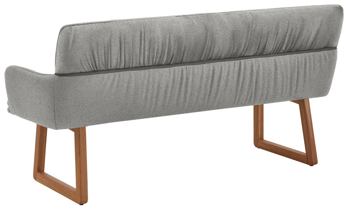 SITZBANK 220/86/68 cm Mikrofaser Grau Wildeiche massiv  - Wildeiche/Grau, Design, Holz/Textil (220/86/68cm) - Valdera