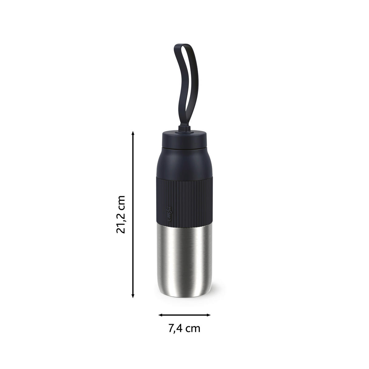ISOLIERFLASCHE beYou 0,5L L  - Schwarz, Basics, Metall (7,4/7,4/24,20cm) - Emsa