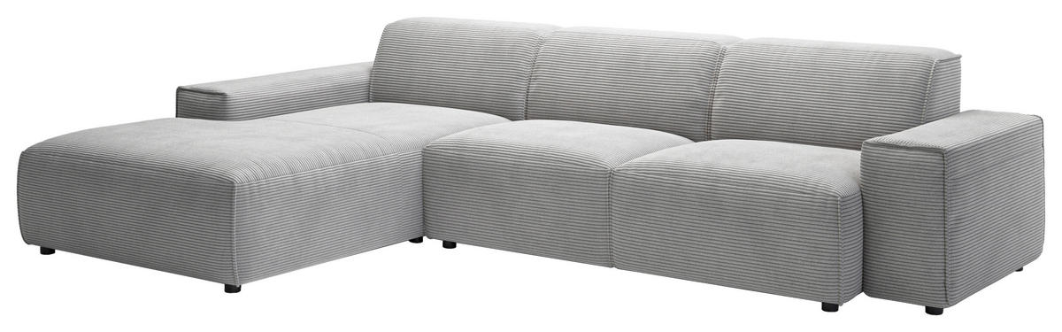 ROHOVÁ SEDAČKA, textil, šedá - šedá/černá, Design, textil/plast (189/300cm) - Livetastic