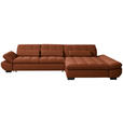 ECKSOFA  in Flachgewebe Rostfarben  341/204 cm  - Rostfarben/Schwarz, Design, Textil/Metall (341/204cm) - Xora