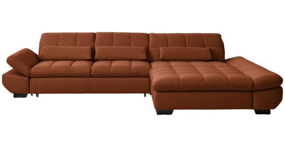 ECKSOFA  in Flachgewebe Rostfarben  341/204 cm  - Rostfarben/Schwarz, Design, Textil/Metall (341/204cm) - Xora