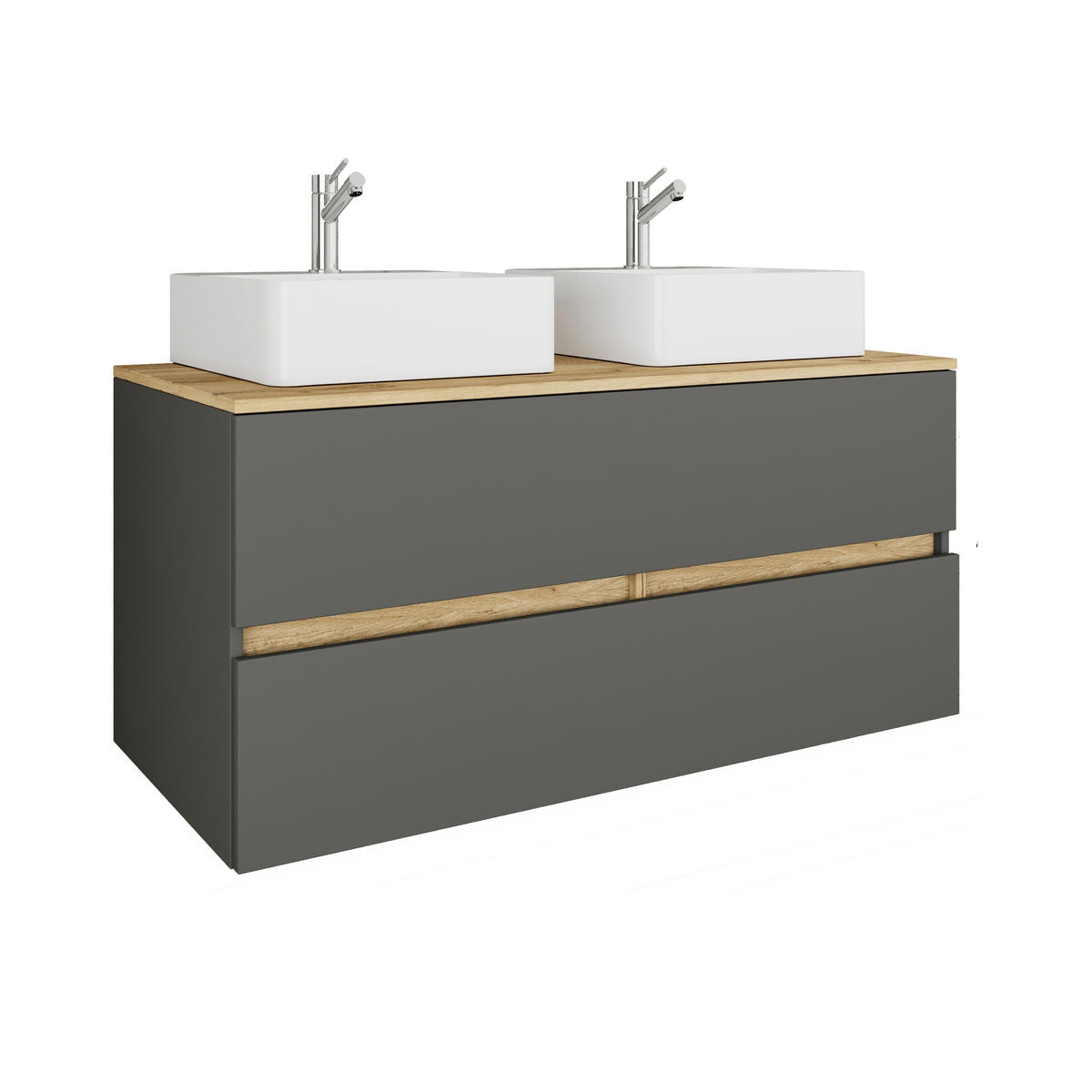 BADEZIMMER 3-teilig  in 111 cm  - Honigeiche/Anthrazit, Trend, Keramik/Holzwerkstoff (111cm) - MID.YOU