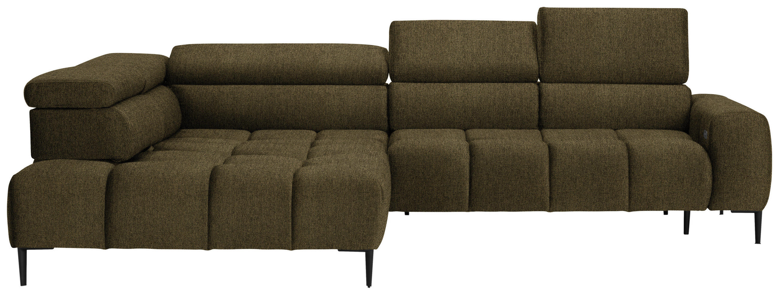 ECKSOFA in Webstoff Olivgrün  - Schwarz/Olivgrün, Design, Textil/Metall (216/300cm) - Welnova
