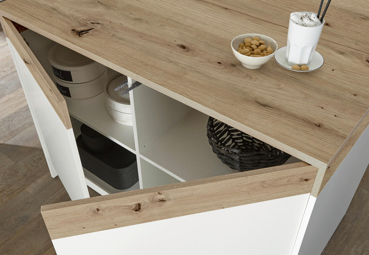 KÜCHENINSEL 123/90/90 cm  in Weiß, Eichefarben  - Eichefarben/Weiß, Basics, Holzwerkstoff (123/90/90cm) - Carryhome