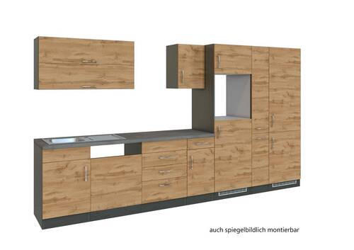 KÜCHENLEERBLOCK in - Eichefarben/Anthrazit, MODERN (360/200/60cm) - Held