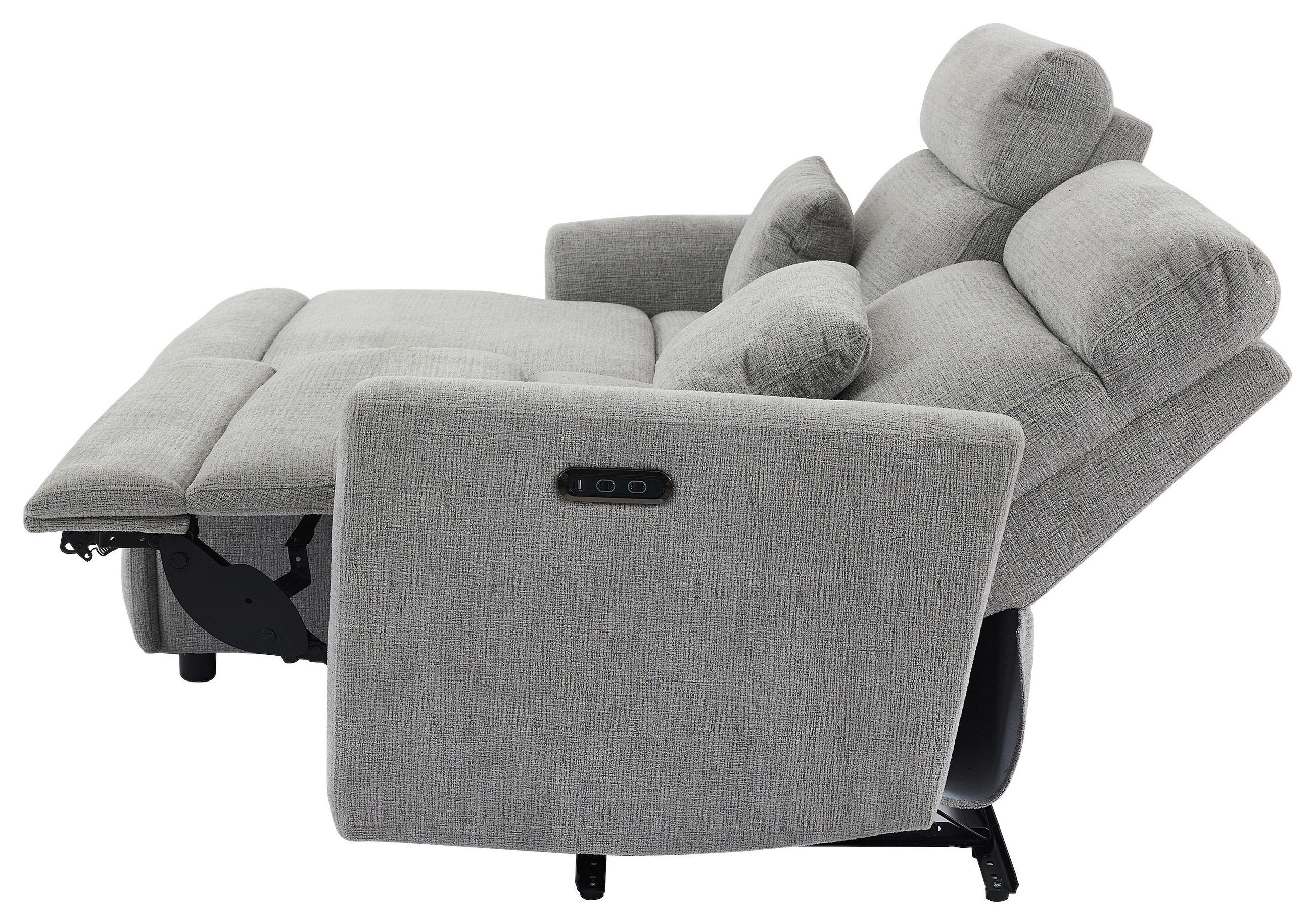 Thumbnail - Carryhome Ecksofa, Grau, Textil, 3-Sitzer, Füllung: Polyester, Ottomane links, L-Form, 212x101 cm, Relaxfunktion, seiten...