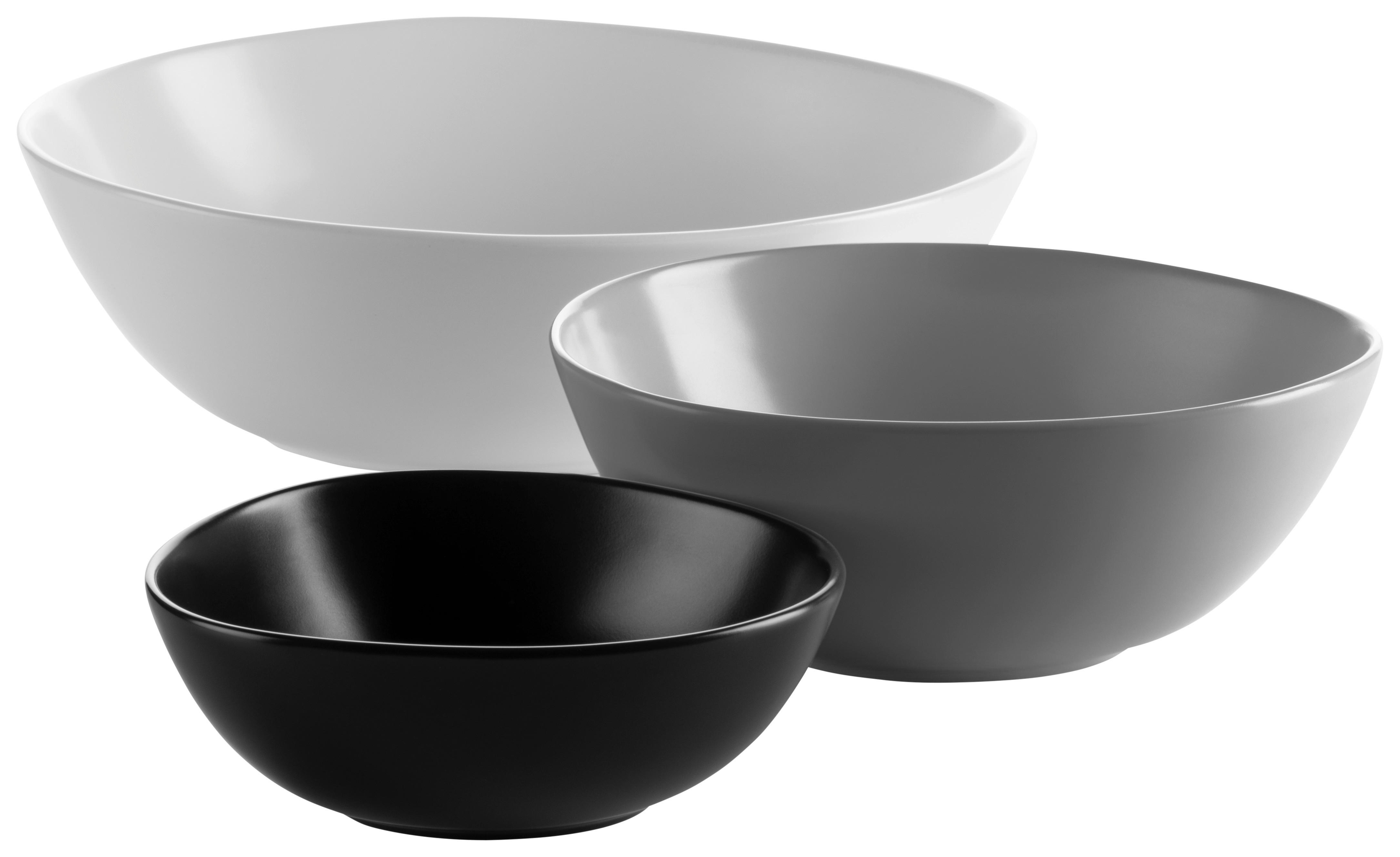 SCHÜSSELSET Keramik Steinzeug 3-teilig  - Schwarz/Weiß, Basics, Keramik (27/31/29cm) - Mäser