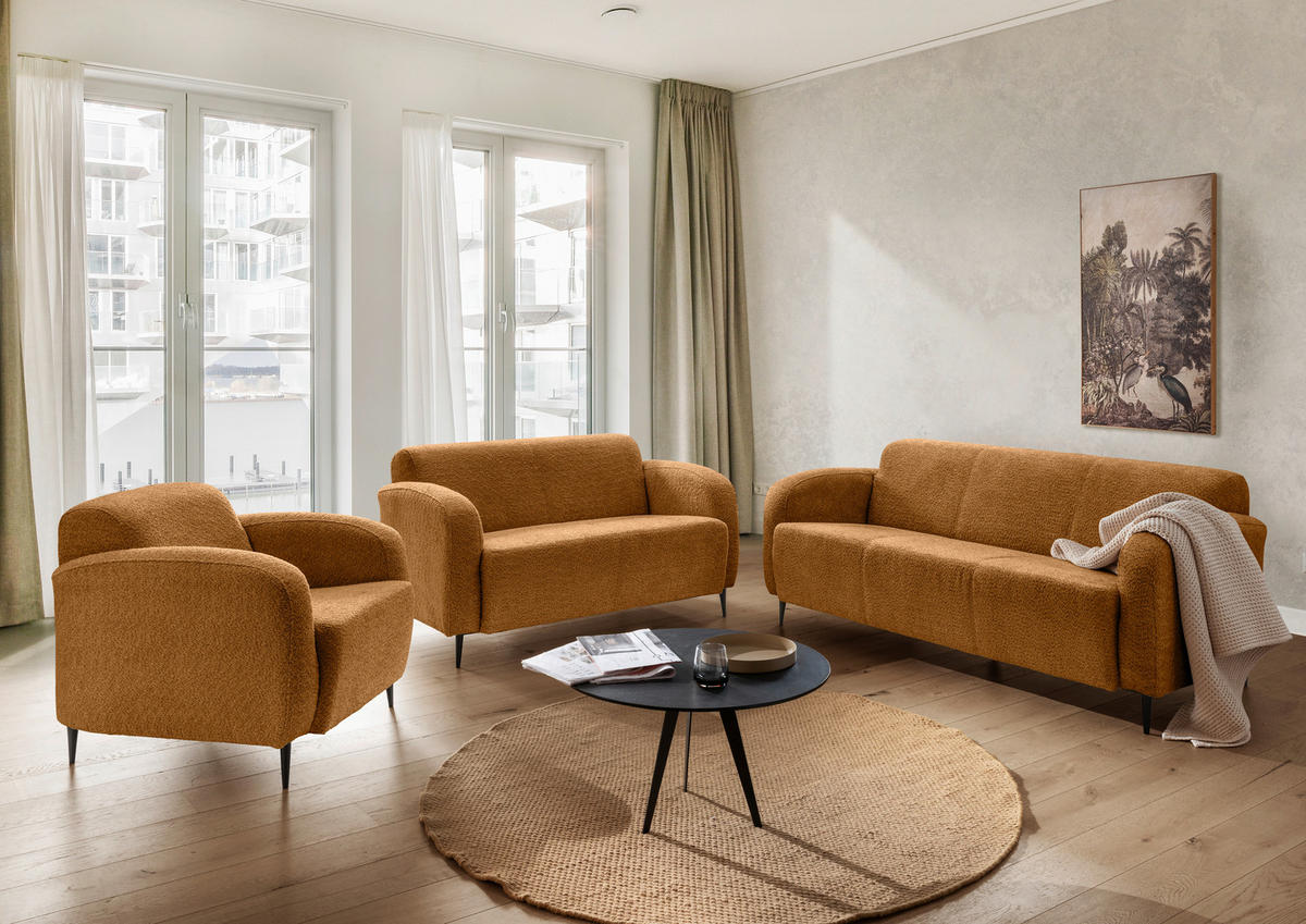SESSEL in Bouclé Goldfarben  - Goldfarben/Schwarz, Modern, Textil/Metall (85/76/90cm) - Livetastic