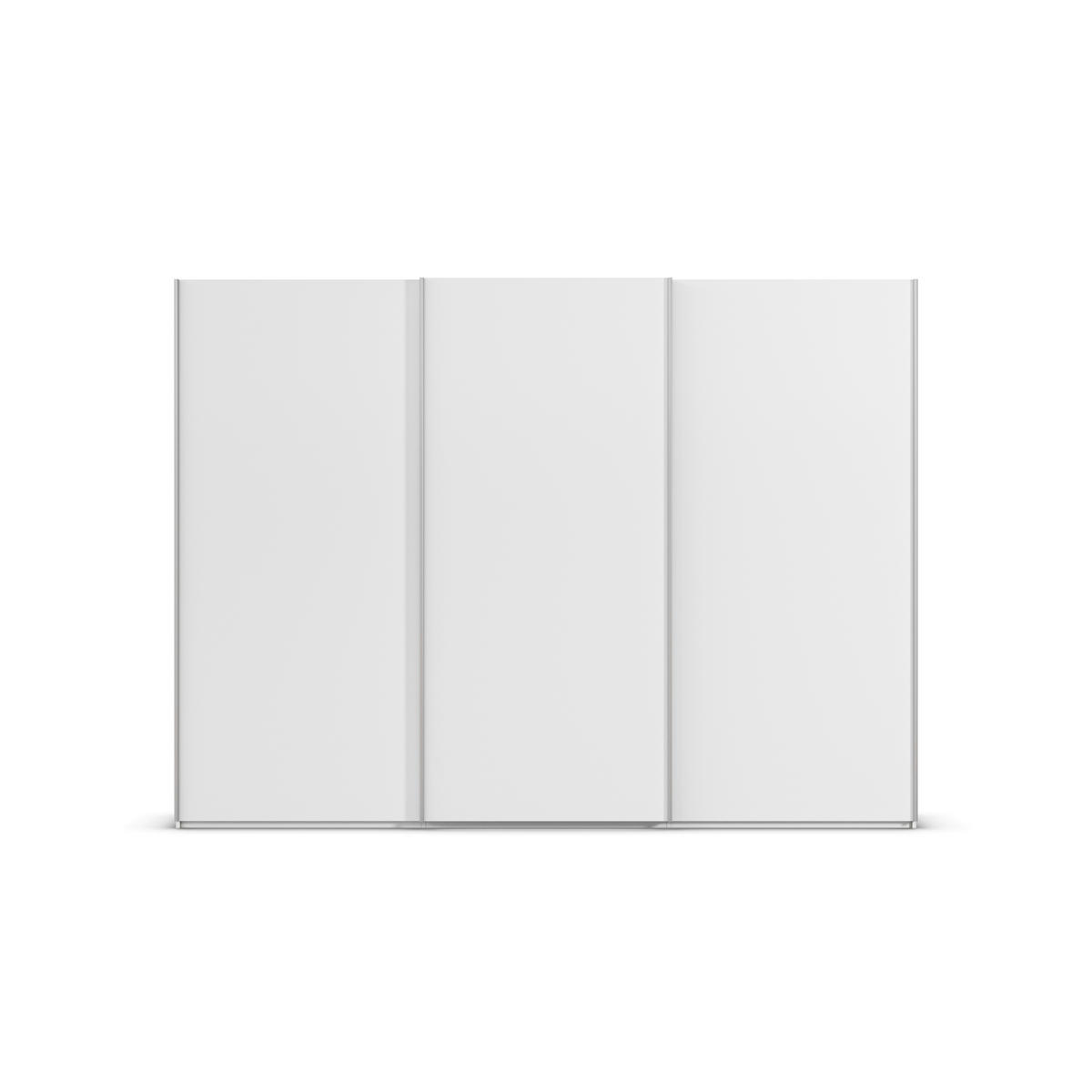 SCHWEBETÜRENSCHRANK 301/223/69 cm,  in Weiß, Alufarben, 3 Tür(en)  - Alufarben/Weiß, Basics, Holzwerkstoff/Metall (301/223/69cm) - Rauch Möbel