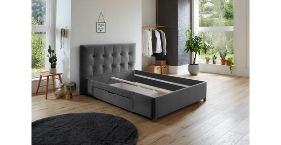 POLSTERBETT Grau 140/200 cm  - Naturfarben/Grau, MODERN, Holz/Textil (140/200cm) - Carryhome