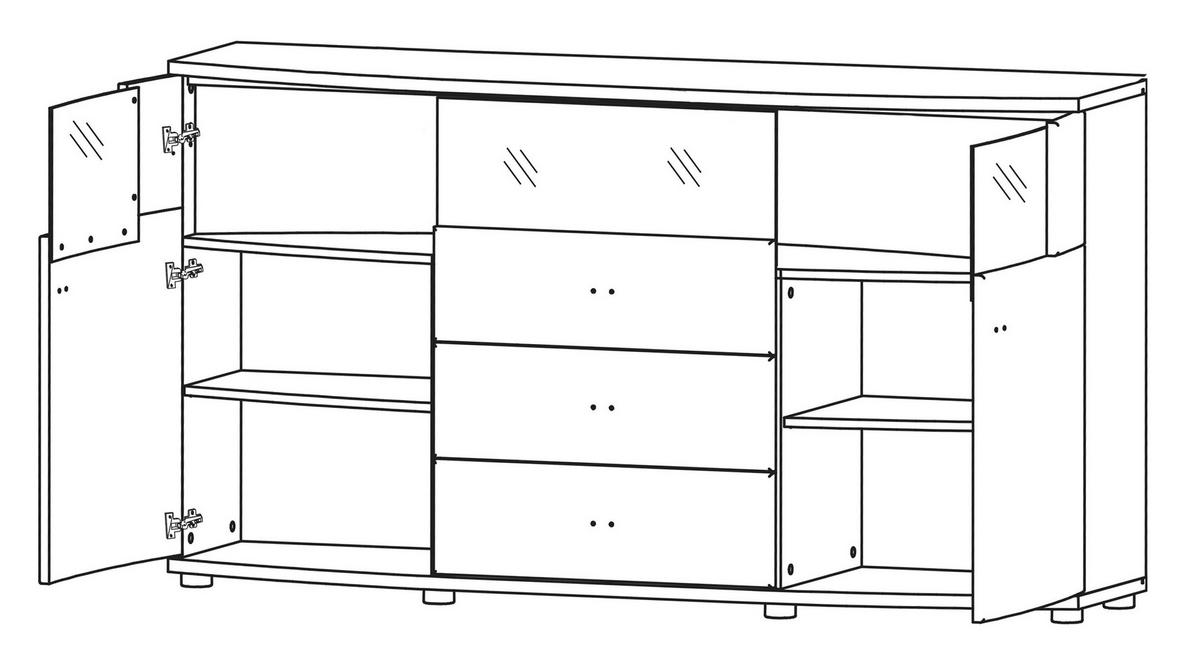KOMODA   160/86,8/41,6 cm   smeđa, siva  - siva/smeđa, Lifestyle, staklo/drvni materijal (160/86,8/41,6cm) - Livetastic