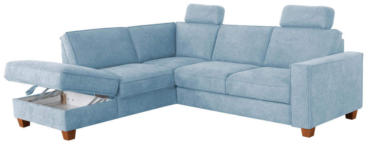 ECKSOFA in Flachgewebe Hellblau  - Eichefarben/Hellblau, Konventionell, Holz/Textil (213/236cm) - Sit & More