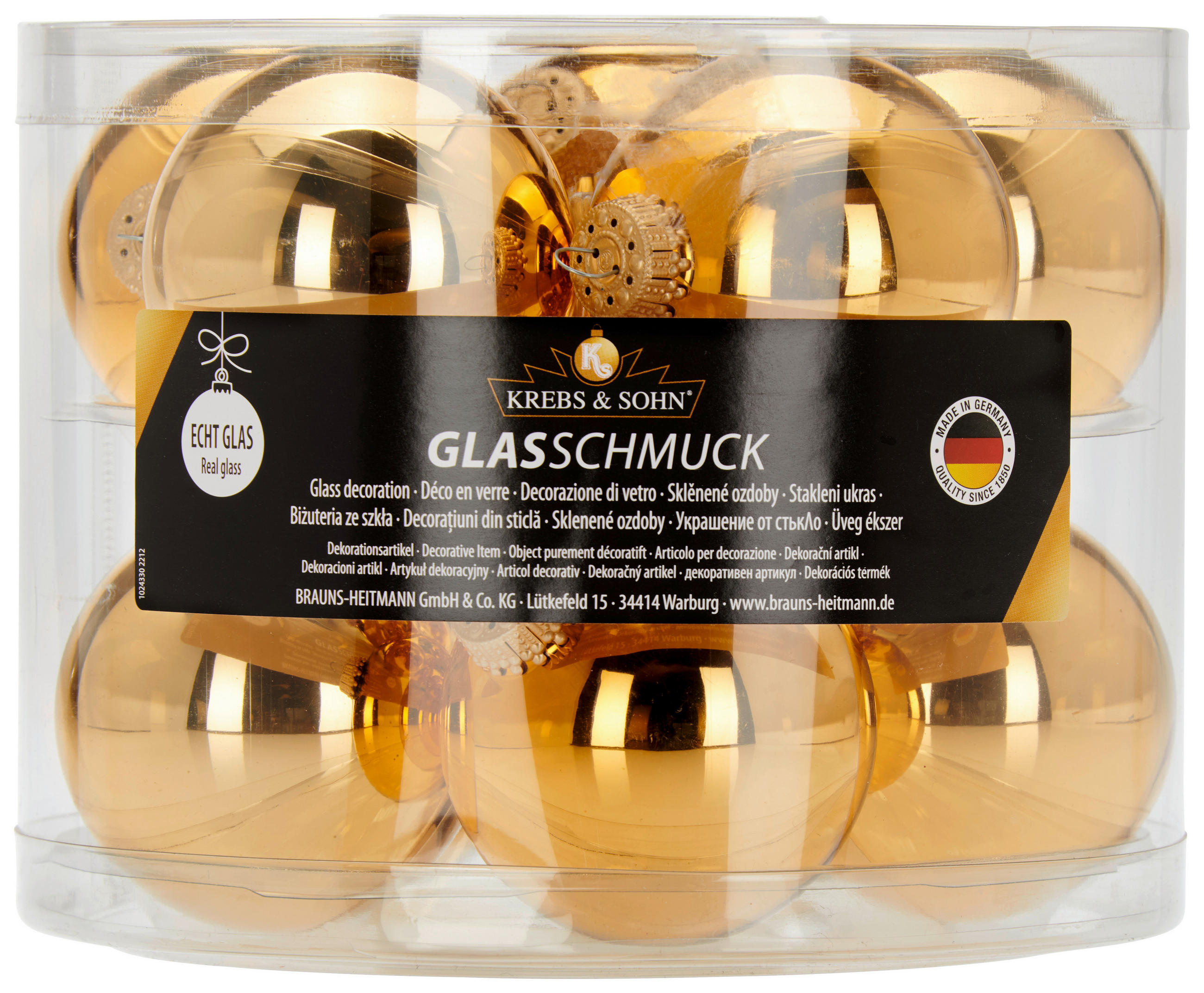 JULGRANSKULOR SET 7 cm 10 delar  - guldfärgad, Klassisk, glas (7cm)