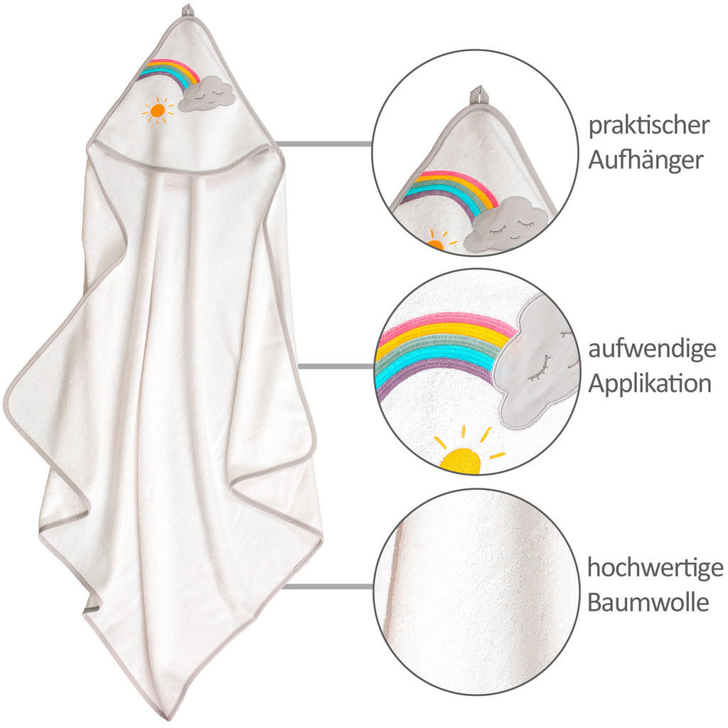 Thumbnail - Frottierset Wolke, Weiß, Textil, Wolken, Oeko-Tex® Standard 100, Handmade in Europe, saugfähig, Aufhängeschlaufe, durchg...