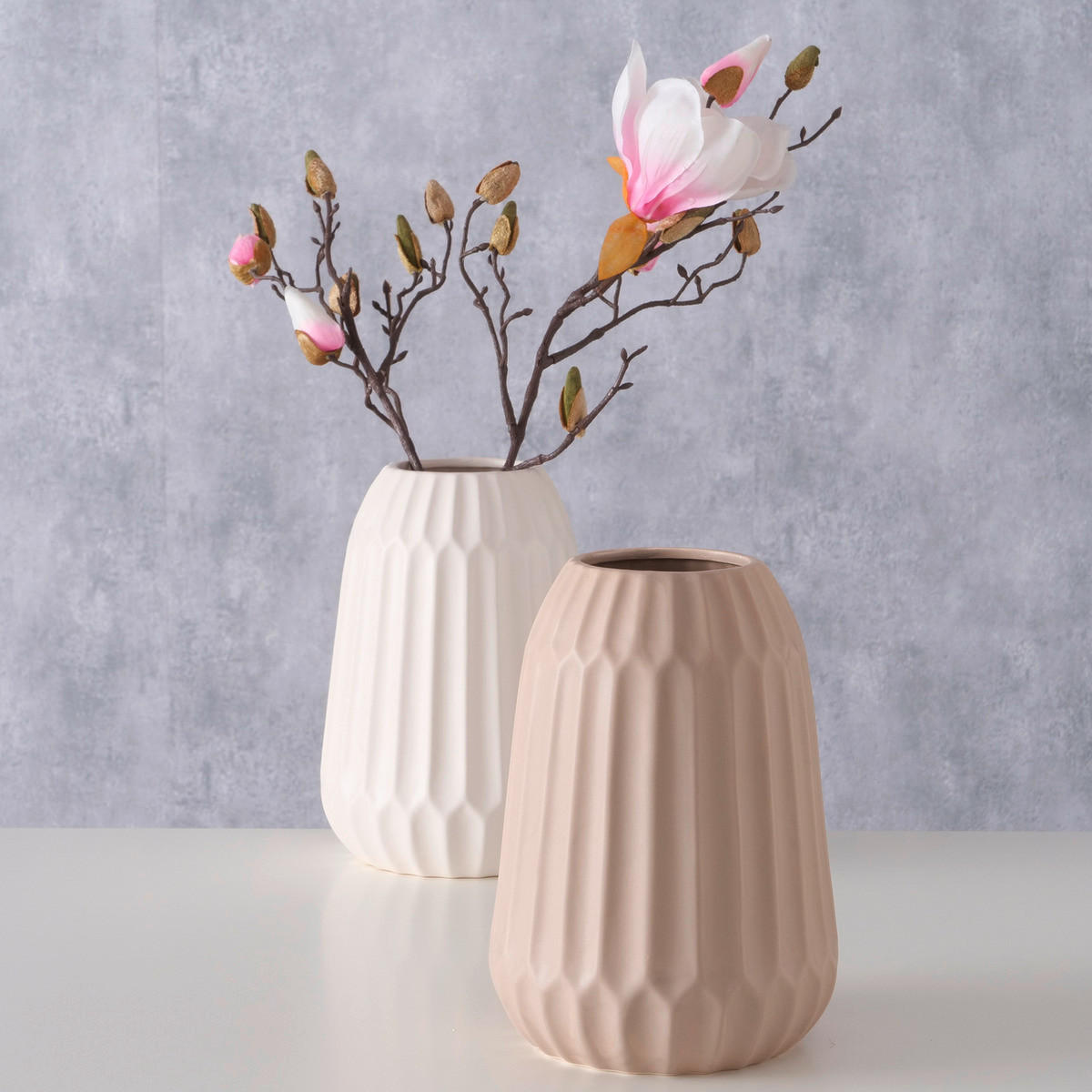 VASE  - Hellbraun/Weiss, Basics, Keramik (21/15cm)