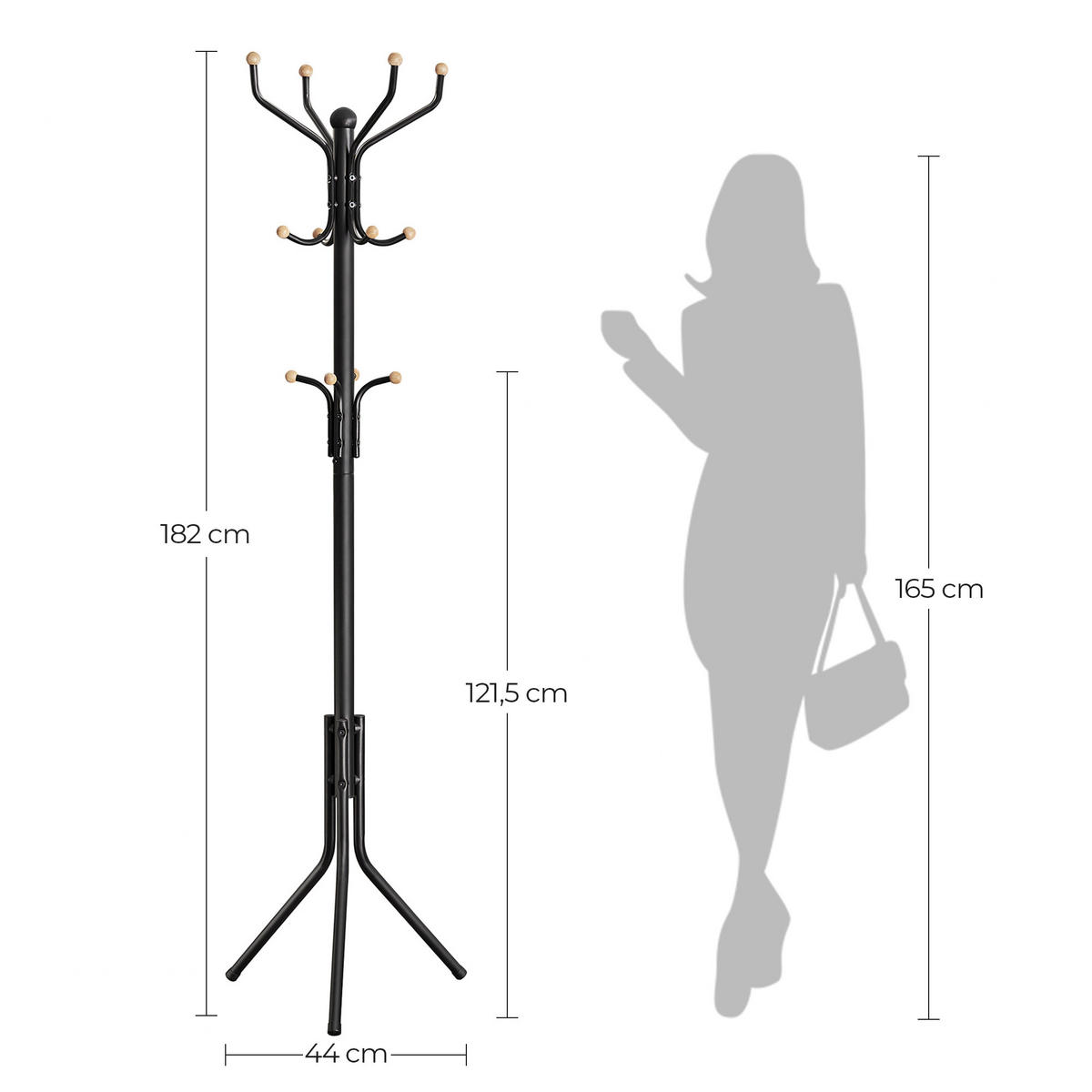 KLEIDERSTÄNDER in Schwarz 44/182/44 cm   - Schwarz, Trend, Metall (44/182/44cm) - Boxxx