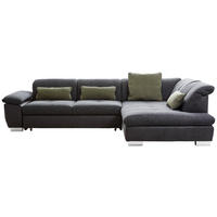 ECKSOFA Schwarz, Dunkelgrau Chenille, Mikrofaser  - Chromfarben/Dunkelgrau, Design, Textil (242/313cm) - Xora