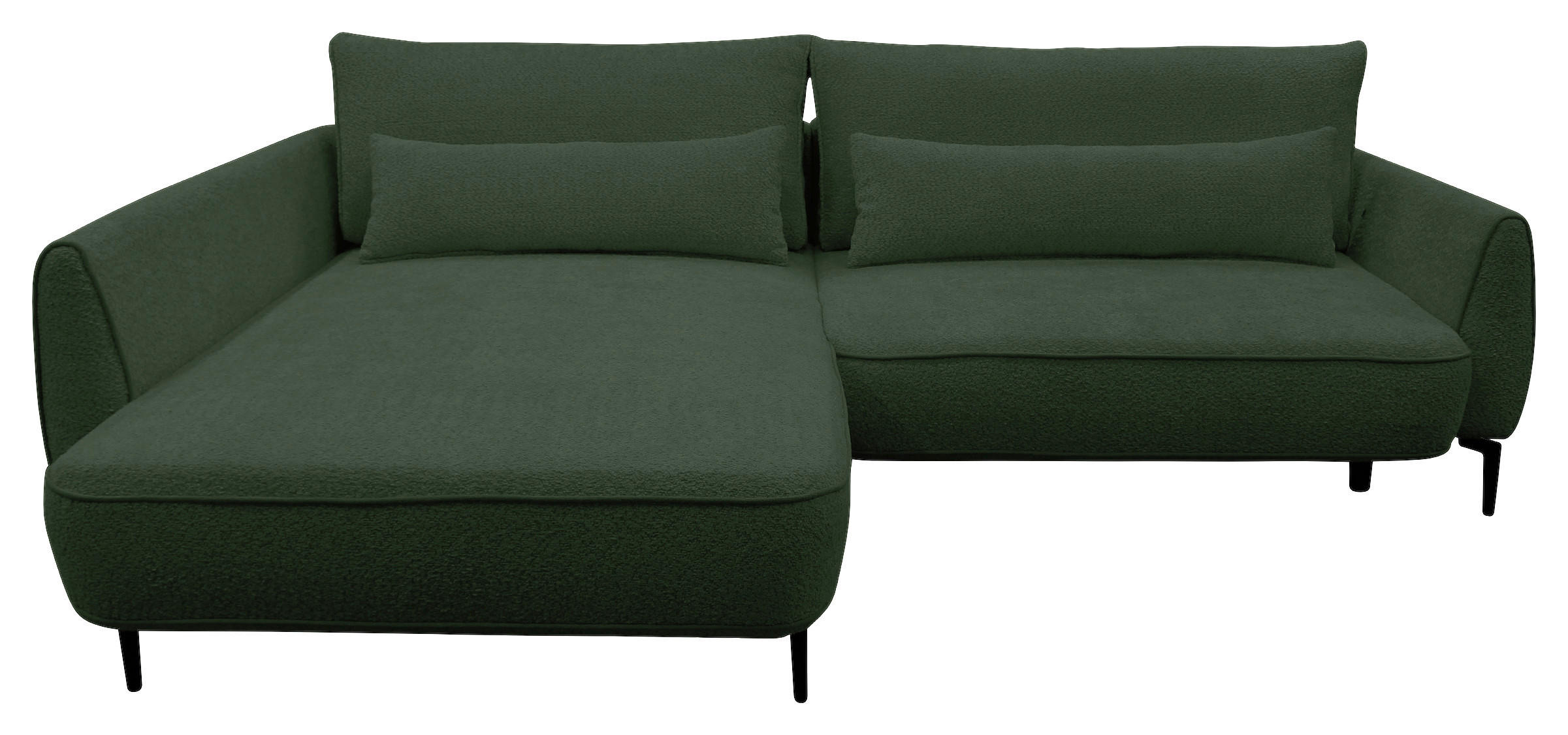 ECKSOFA Dunkelgrün Bouclé  - Dunkelgrün/Creme, Design, Textil/Metall (204/273cm) - MID.YOU