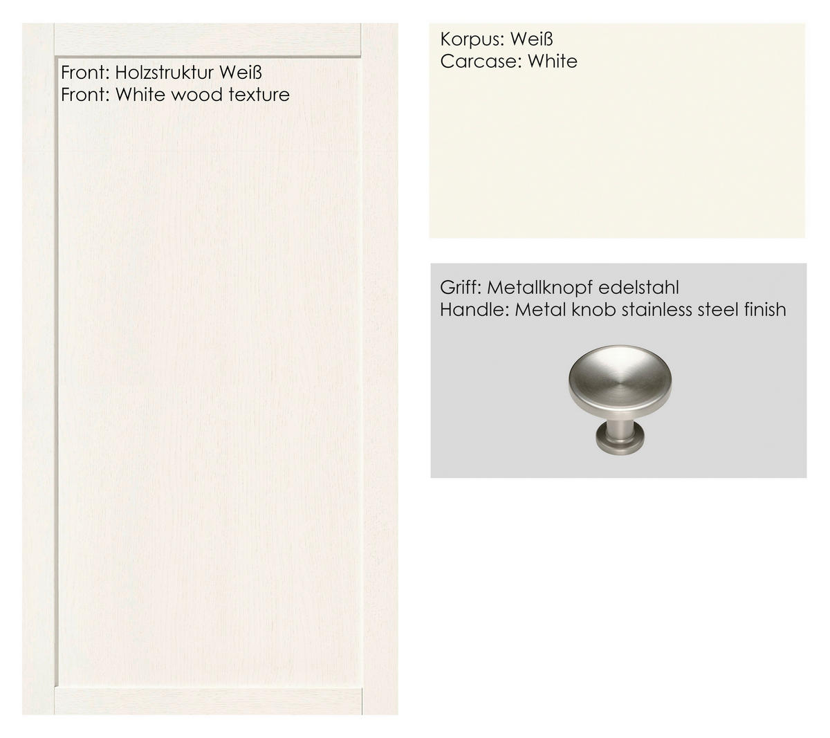 SCHUBKASTENUNTERSCHRANK 45/87/56 cm  in Weiß  - Edelstahlfarben/Weiß, MODERN, Holzwerkstoff/Metall (45/87/56cm) - Nobilia