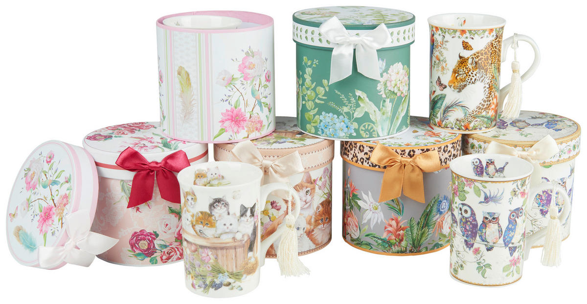 ŠÁLKA NA KÁVU nový kostný porcelán (new bone china)  - lila/hnedá, Trend, kartón/papier (320ml)